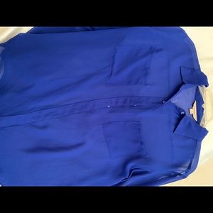 Royal blue long sleeve sheer top.